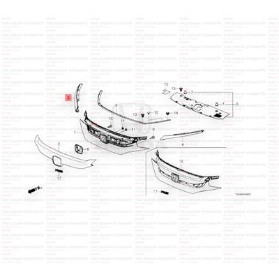 Honda Civic 16-18 Fc5 Far Üst Çıtası Sağ Nikelajlı Yns - 71129teat01