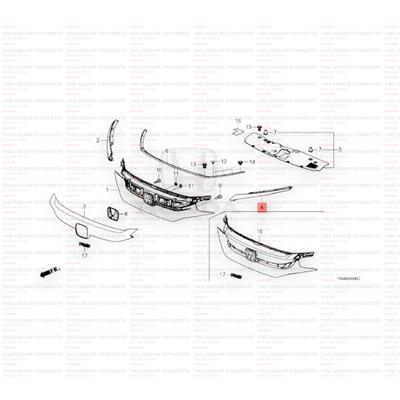 Honda Civic 16-18 Fc5 Far Üst Çıtası Sol Nikelajlı Yns - 71129teat01