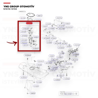 Hyundai Era 06-12 Kia Rio 06-12 1.4 - 1.6 16v Yakıt (Benzin) Depo Şamandırası Komple Mando - Efph0017d / 311101e000