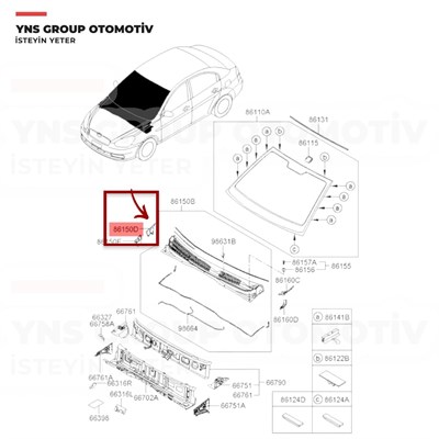 Hyundai Accent Era 06-12 Ön Cam Önü Silecek Izgarası Bakaliti Sağ Hmc Orjinal - 861601e010