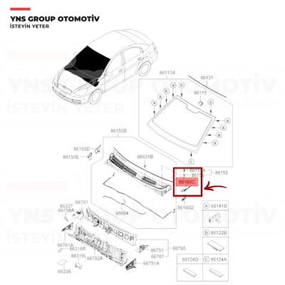 Hyundai Accent Era 06-12 Ön Cam Önü Silecek Izgarası Bakaliti Sol Hmc Orjinal - 861501e010