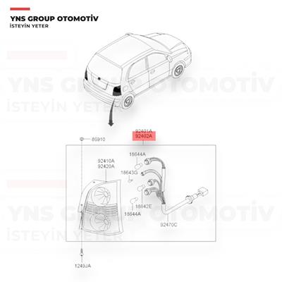 Hyundai Atos 04-07 Arka Stop Sağ (Duysuz) Depo - 2211921rue / 9240205510