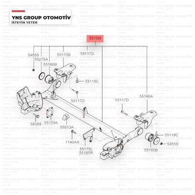 Hyundai Getz 02-10 Em-Ym Arka Travers (Dingil) Komple Hmc - 551001c100 / 551001c500