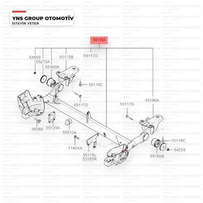 Hyundai Getz 02-10 Em-Ym Arka Travers (Dingil) Komple Yns - 551001c100 / 551001c500