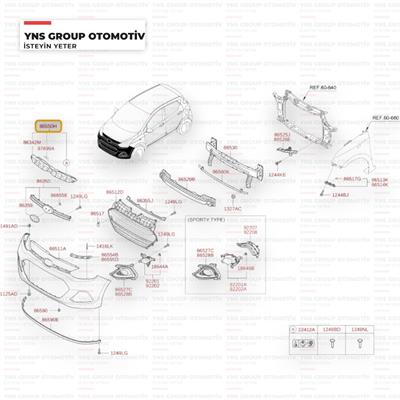 Hyundai I10 13-16 Ön Panjur Üst Kaplaması (Plastiği) Hmc Orjinal - 86550b9010