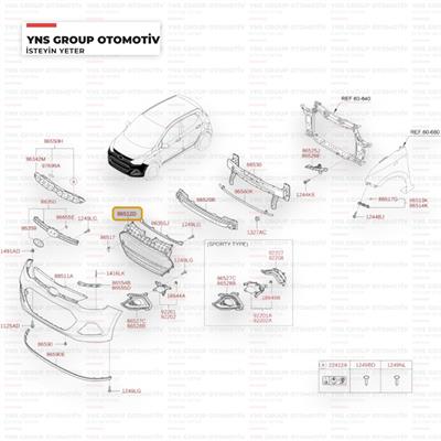 Hyundai I10 13-16 Ön Tampon Orta Iazgarası (Panjuru) Hmc Orjinal - 86569b9000