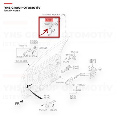 Hyundai I20 12-14 Ön Kapı Kolu Dış Açma Sağ - Sol (Düğmeli - Nikelaj) Hmc Orjinal - 826511j500