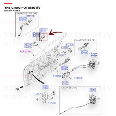 Hyundai I20 15-21 Kapı Kolu Dış Açma Anahtar Kapağı (Bademi - Deliksiz) Ön Sol Orjinal Hmc - 82652c8060