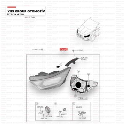 Hyundai I20 21- Ön Far Sol (Park Lambalı) Hmc - 92101q0000