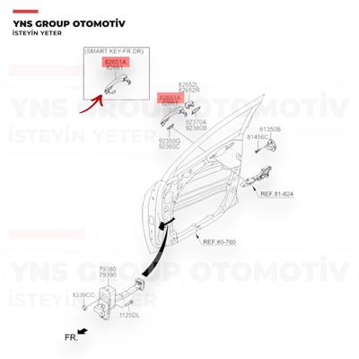 Hyundai Tucson 15- Ön Kapı Kolu Dış Açma Sol (Düğmeli) Hmc Orjinal - 82651d3710