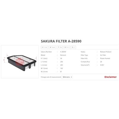 İx35 İ30 İ40 Tucson Sportage Cerato Hava Filtresi Sakura - A28590