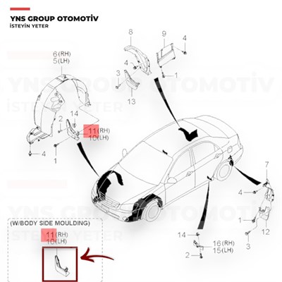 Kia Cerato Sedan 04-09 Ön Paçalık Sağ Yns - 868322f000