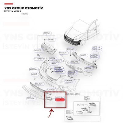Kia Rio 10-11 Ön Sis Farı Çerçevesi (Izgarası - Sissiz) Sağ Orjinal Hmc - 865641g600