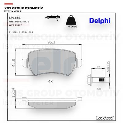 Kia Venga 10-19 Opel Astra F - G - H 98-10 Combo 05-11 Corsa C 1.7d 00-03 Meriva 03-17 Zafira 05-15 Arka Fren Balatası (Disk Tipi) Delphi - Lp1681