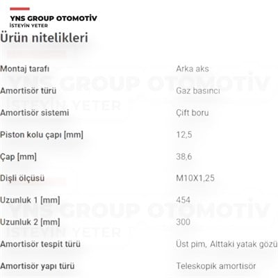 Citroen C4 Aircross 12- Mitsubishi Asx 10- Outlander 07-22 Peugeot P4008 10- Arka Amortisör (Sağ = Sol) Sachs - 316996 / 4162a192
