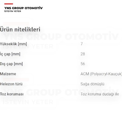 Mitsubishi Carisma 95-06 1.6 - 1.8 Space Star 98-04 1.3 Volvo S40 95-00 1.8 V40 95-00 1.6 - 1.8 Ön Aks Keçesi (27.94x56x8) Yns - M819932