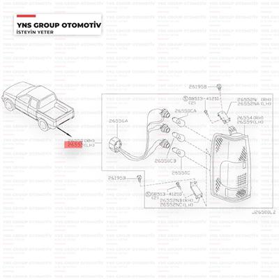 Nissan Pickup 98-05 D22 Skystar D23 05-12 Arka Stop Lambası Sol Depo - 21519f9lae