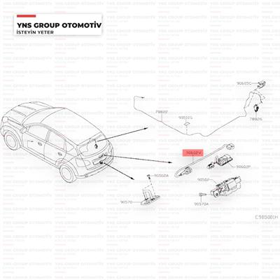 Nissan Qashqai +2 07-13 Arka Bagaj Kapı Açma Düğmesi (Butonu) Orjinal - 25210je20a