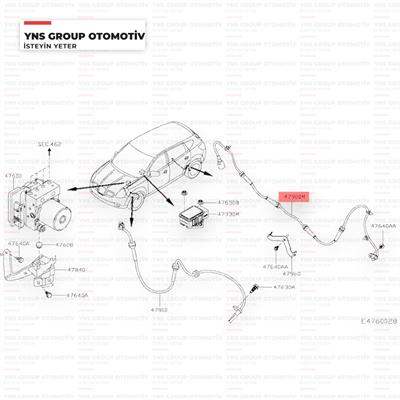 Nissan Qashqai +2 11-13 Arka Abs Sensörü Sağ - Sol (1175 mm) Japanparts - Abs1016 / 47900br00a