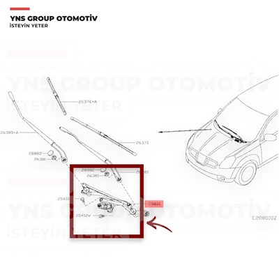 Nissan Qashqai J10 07-14 Ön Cam Silecek (Silgi) Mekanizması (Motorsuz) Yns - 28800jd900m
