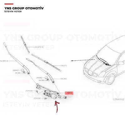 Nissan Qashqai J10 07-14 Ön Cam Silecek (Silgi) Motoru Yns - 28800jd900