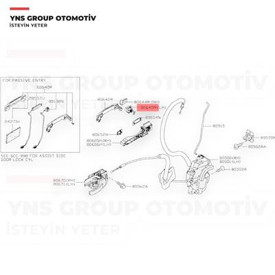 Nissan Qashqai J10 07-14 Ön Kapı Açma Kolu Bademi Dış Sol (Şifre Delikli) Orjinal - 80646eb12a