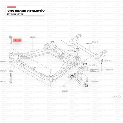 Nissan Qashqai X-Trail 07- Motor Beşik Travers Burcu Önün Arkası (Uzun) Yns - 54466jd000