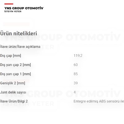Opel Astra H 04-10 Ön Teker Rulmanı (Poryalı) Komple (Absli) Yns - 93178651