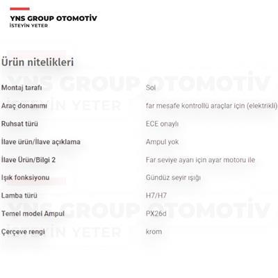 Opel Astra J 10-12 Ön Far Sol Depo - 4421161lmldem1 / 13253646