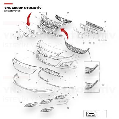 Opel Astra J 12-16 Ön Panjur Izgarası + Nikelajı Yns - 1320210 / 13387218 / 13368852 / 1322023