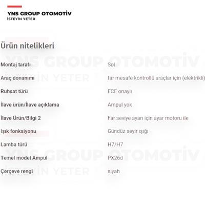 Opel Astra J 13-20 Ön Far Sol (Gündüz Sürüş - Halojen - Motorlu - Siyah) Depo - 4421161lmldem2 / 13371595