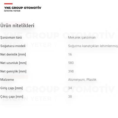 Opel Astra J Zafira C Chevrolet Cruze 10- A14xer A16xer A18xer B14xer B16xer Benzinli Motor Su Radyatörü Kale - 349200