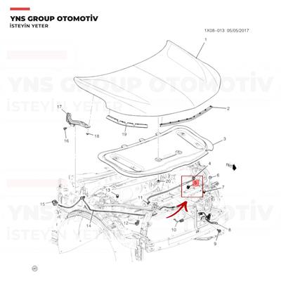 Opel Astra K Corsa D - E Meriva B Vectra C 07- Motor Kaputu Dayama Çubuğu Klipsi Yns - 13249044