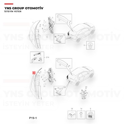 Opel Corsa D 07-14 Arka Stop Sol Yns - 1222534 / 93190950