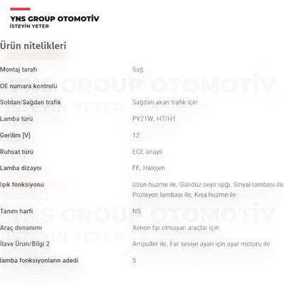 Opel Insignia A 09-17 Ön Far Lambası Sağ Orjinal Gm - Psa - 22831927