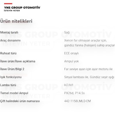 Opel Insignia A 09-17 Ön Far Lambası Sağ Depo - 4421158rmldem / 22831927