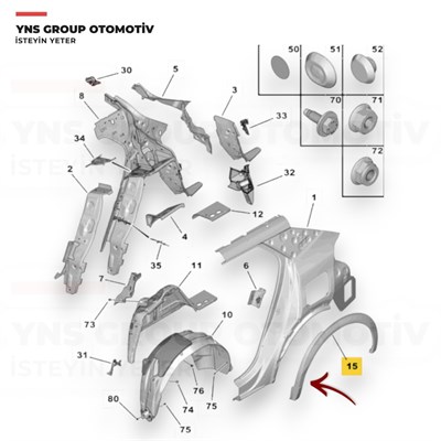 Peugeot P2008 19- Arka Çamurluk Ağzı Bakaliti (Dodik) Sol Orjinal Psa - 98257367xt