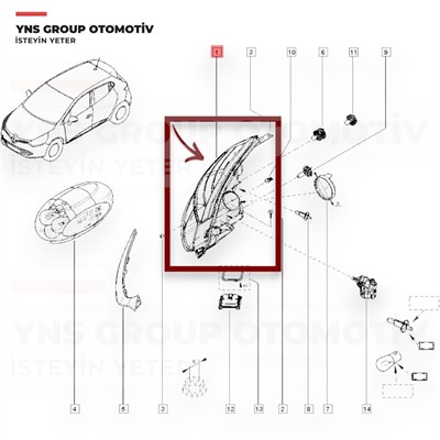 Renault Clio IV 16-21 Ön Far Lambası Sağ (Krom - Nikelajlı) Orjinal Mais - 260103317r