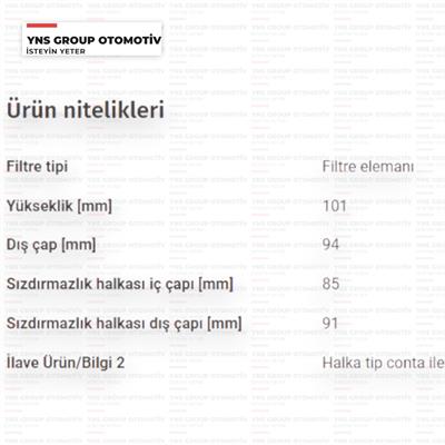 Ssangyong Actyon Kyron Korando + Sports 10- Rexton Rodius 12- 2.0 E-Xdi 4wd Musso 18- 2.2 E-Xdi Mazot (Yakıt) Filtresi Elemanı Blueprint - Adg02389
