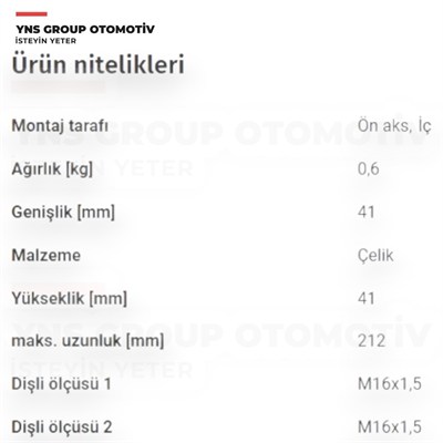 Ssangyong Actyon Kyron + Sports Rexton 05-17 Rot Mili (Kolu) Sağ - Sol Yns - 4650009005