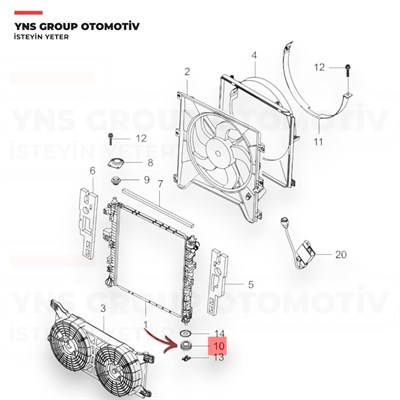 Ssangyong Actyon + Sports Kyron 05-14 Rexton 05- 2.0 Xdi Radyatör Alt Bağlantı Takozu Orjinal - 2133208000