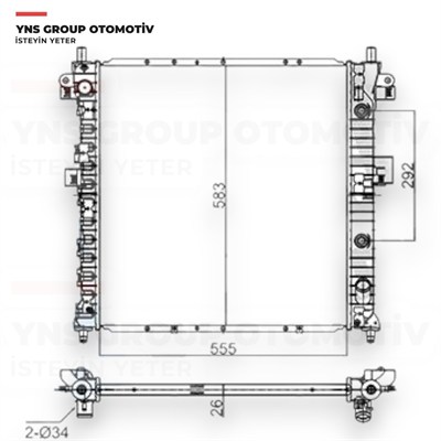 Ssangyong Actyon + Sports Kyron 06-14 2.0 Xdi - 2.7 Motor Su Radyatörü (A/T - Otomatik) Kale - 356405 / 2131009250