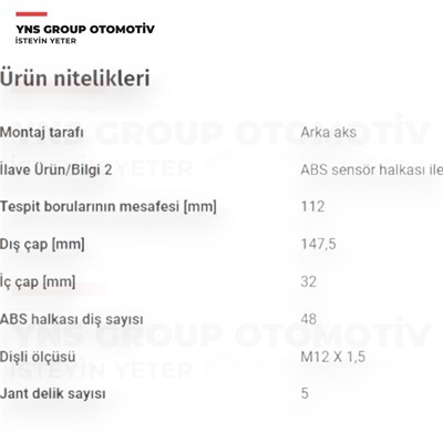 Ssangyong Korando 15- 2.2 Xdi Arka Porya (Tekerlek) Rulmanı Komple (Absli) (Sağ = Sol) Japanparts - Kk29076 / 4242034000