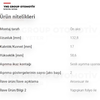 SsangYong Korando 19- Tivoli Xlv 15- Torres 24- 1.5 - 1.6 Xdi Ön Fren Balatası (Yay Deliksiz) RoadHouse - 2182402 / 48130350b0