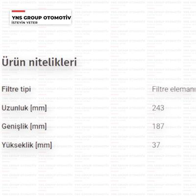 Ssangyong Korando 19- 1.6 e-Xdi Tivoli 15- 1.5 - 1.6 Xdi (G15dtf - G16df - D16dtf) Hava Filtresi Blueprint - Adg022149