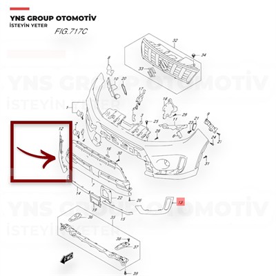 Suzuki Vitara 19- Ön Sis Farı Dış Çerçevesi Sağ (Krom - Nikelaj) Orjinal - 7175186r000pg