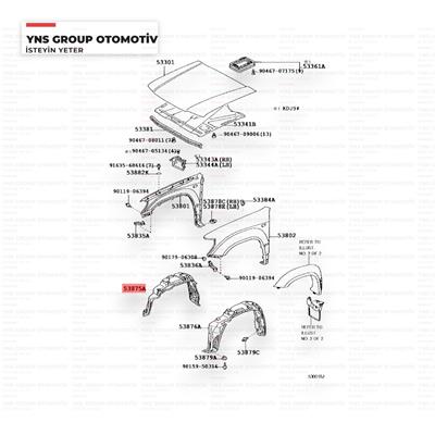 Toyota Auris 07-10 Ön Çamurluk Davlumbazı Sağ Yns - 5387548030