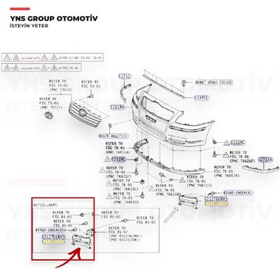 Toyota Avensis 03-06 Ön Sis Çerçevesi (Sisli) Sol Yns - 5212805020