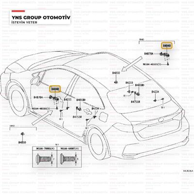 Toyota Chr 16-18 Corolla 19-23 Hilüx 20-23 Ön Cam Açma Düğmesi (Anahtarı) Sol Dörtlü Yns - 84040f4020