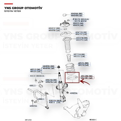 Toyota Corolla 02-07 Ön Helezon Yayı Alt (Get - Yükseltme) Lastiği (Sağ = Sol) Orjinal - 4815802050